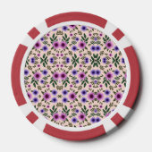 Rode pokerchip met bloempatroon (Achterkant)