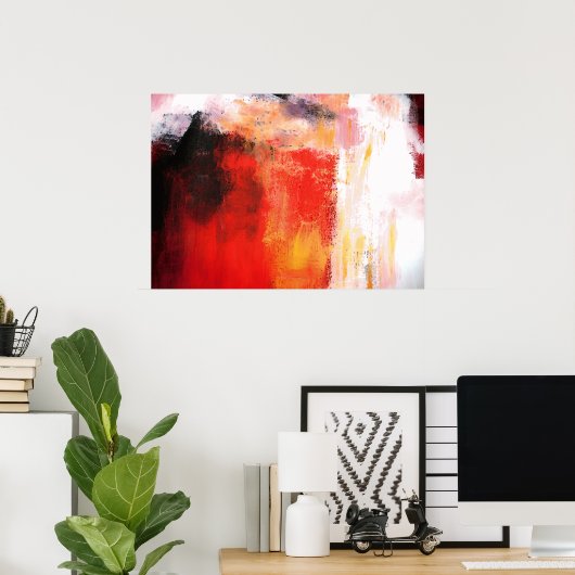 Rode polen - Abstracte kunst Poster (Thuiskantoor)