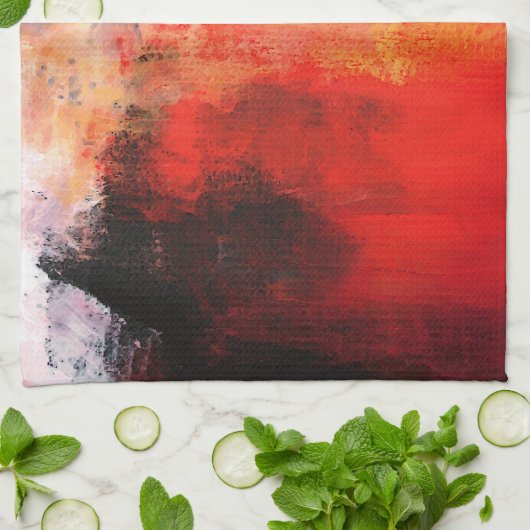 Rode polen - Abstracte kunst Theedoek (Gevouwen)