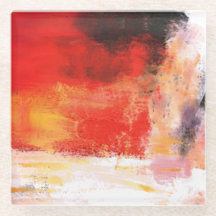 Rode polen - Abstracte kunstschilderijen Glazen Onderzetter