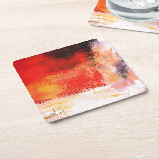 Rode polen - Abstracte kunstschilderijen Kartonnen Onderzetters (Schuin)