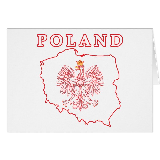 Rode Polen kaart met Eagle (Voorkant Horizontaal)