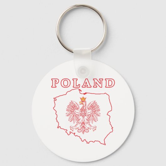 Rode Polen kaart met Eagle Sleutelhanger (Voorkant)