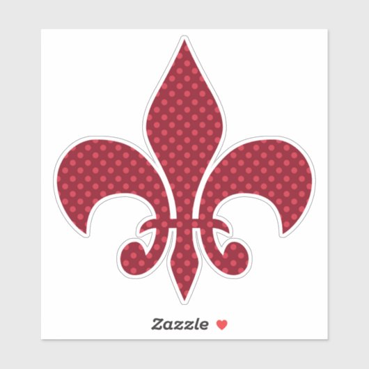 Rode Polka Dot Fleur De Lis Sticker (Vel)