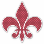 Rode Polka Dot Fleur De Lis Sticker (Voorkant)