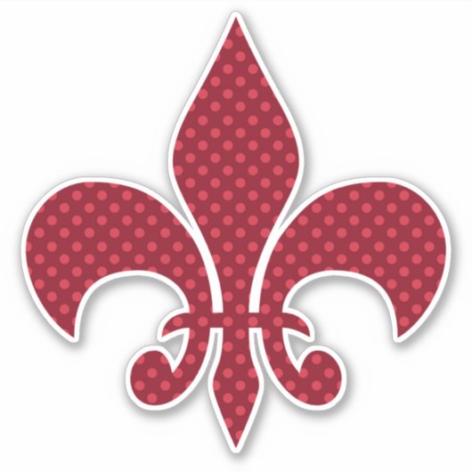 Rode Polka Dot Fleur De Lis Sticker (Voorkant)