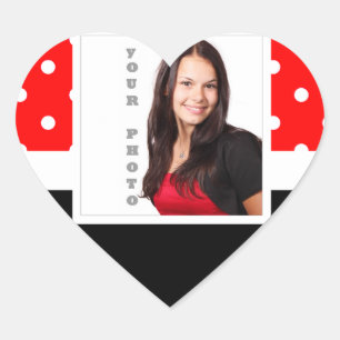 Rode Polka dot fotosjabloon Hart Sticker