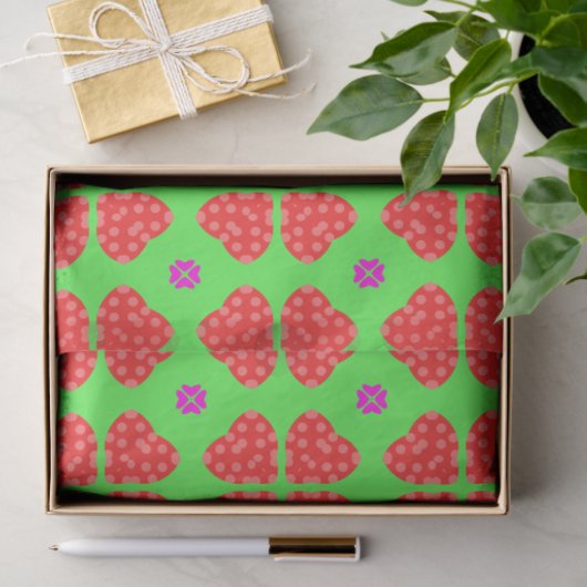 Rode polka dot harten bloemenpatroon decoupage tissuepapier (Geschenk)
