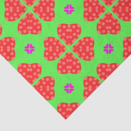 Rode polka dot harten bloemenpatroon decoupage tissuepapier (Detail)