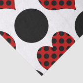 Rode Polka Dot Harten en Zwarte Cirkels Patroon Tissuepapier (Detail)