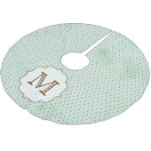 Rode Polka Dot op Blauw Monogram Initialen boomrok Kerstboom Rok (Gekanteld)