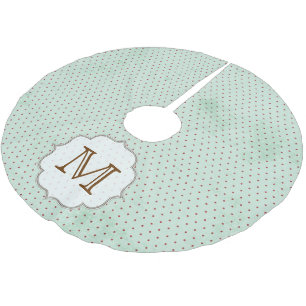 Rode Polka Dot op Blauw Monogram Initialen boomrok Kerstboom Rok
