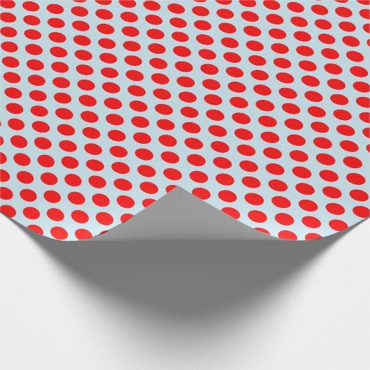 Rode Polka Dot op Bleek Blauw Wrapping Papier (Hoek)