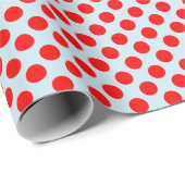 Rode Polka Dot op Bleek Blauw Wrapping Papier (Rol Hoek)