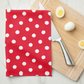 Rode Polka Dot Patroon Stijlvolle gepersonaliseerd Theedoek (Quarter Fold)