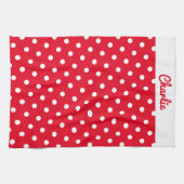 Rode Polka Dot Patroon Stijlvolle gepersonaliseerd Theedoek (Horizontaal)