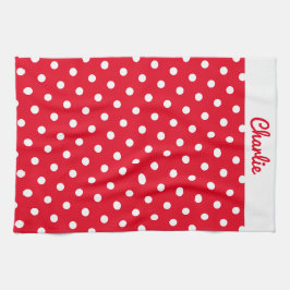 Rode Polka Dot Patroon Stijlvolle gepersonaliseerd Theedoek
