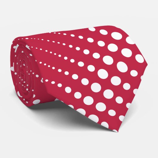 Rode polka dot, polka dot, retro stropdas (Opgerold)