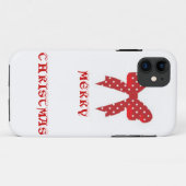 Rode Polka Dot Vrolijk Kerstfeest Case-Mate iPhone Case (Achterkant (horizontaal))