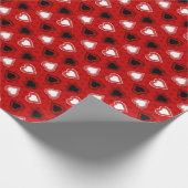 Rode Polka Dots Lace Hearts Cadeaupapier (Hoek)