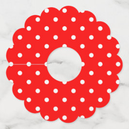 Rode Polka Dots Papier Wijnglas Labels