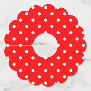 Rode Polka Dots Papier Wijnglas Labels