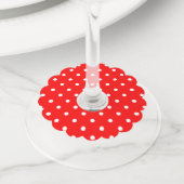 Rode Polka Dots Papier Wijnglas Labels (Dichtbij)