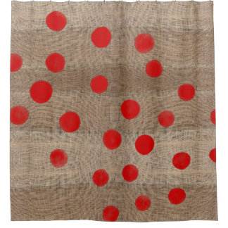 RODE POLKA DOTS WATERVERF ART DOUCHEGORDIJN