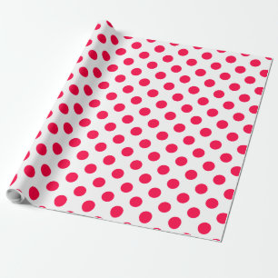 Rode Polka Dots Witte Nostalgische Kerst Sjabloon Cadeaupapier