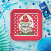 Rode polka gestippelde paddenstoel gnoom papieren bordje (Feest)