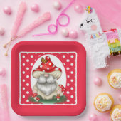 Rode polka gestippelde paddenstoel gnoom papieren bordje (Feest)