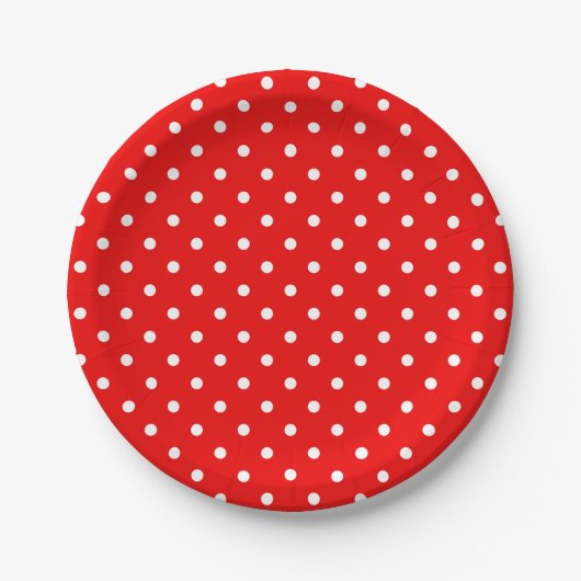 Rode polka goot kussen papieren bordje (Voorkant)