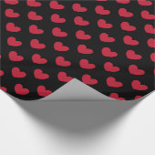 Rode polka harten in zwart cadeaupapier (Hoek)