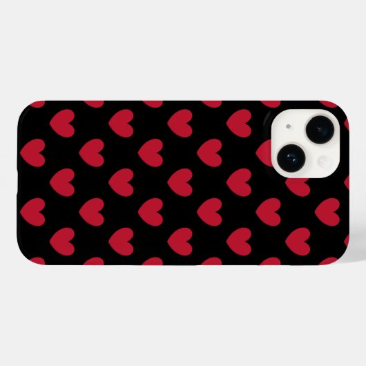 Rode polka harten in zwart Case-Mate iPhone case (Achterkant (horizontaal))