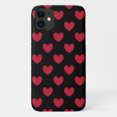 Rode polka harten in zwart Case-Mate iPhone case (Achterkant)