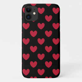Rode polka harten in zwart Case-Mate iPhone case