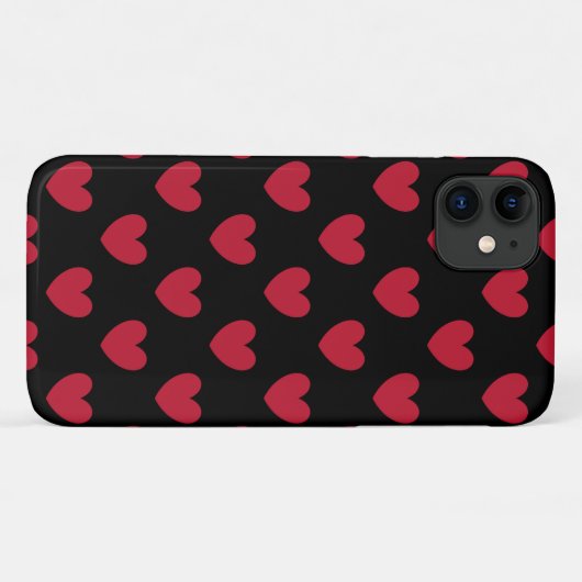 Rode polka harten in zwart Case-Mate iPhone case (Achterkant (horizontaal))