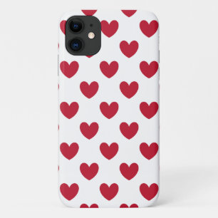 Rode polka harten op wit Case-Mate iPhone case