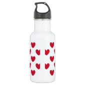 Rode polka harten op wit waterfles (Achterkant)