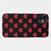 Rode polka-harten op zwart Case-Mate iPhone case (Achterkant (horizontaal))