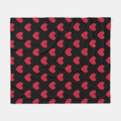 Rode polka harten op zwart fleece deken (Voorkant (Horizontaal))