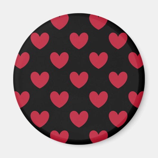 Rode polka-harten op zwart magneet (Voorkant)