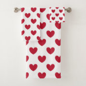 Rode polka harten wit bad handdoek (Insitu)