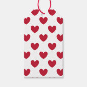 Rode polka harten wit cadeaulabel (Voorkant)