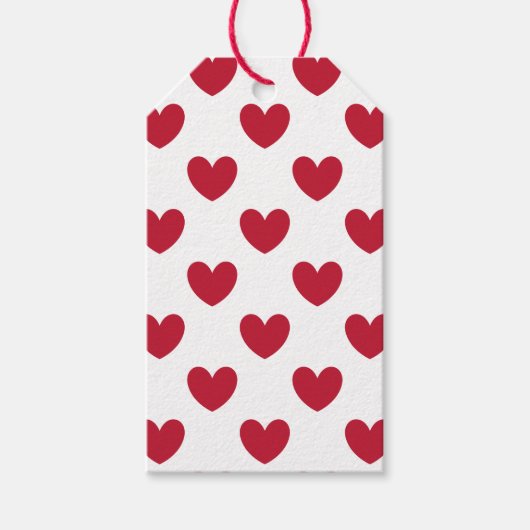 Rode polka harten wit cadeaulabel (Voorkant)