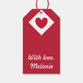 Rode polka harten wit cadeaulabel (Achterkant)