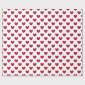 Rode polka harten wit cadeaupapier (Vlak)