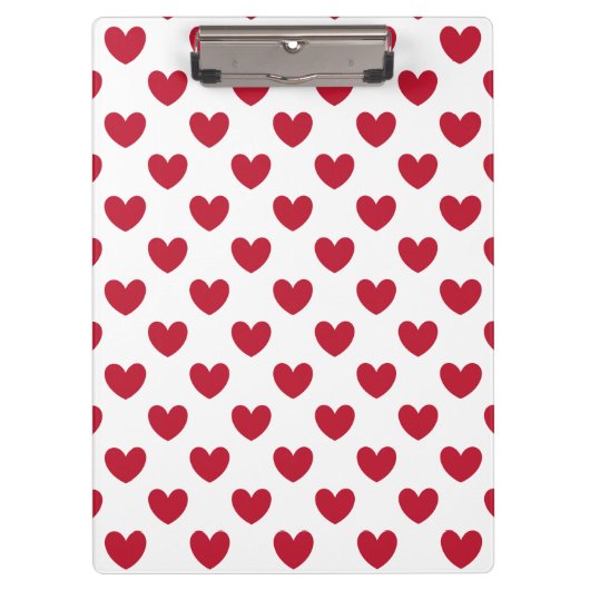 Rode polka harten wit klembord (Voorkant)