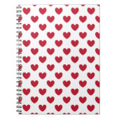 Rode polka harten wit notitieboek (Voorkant)