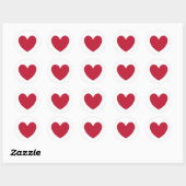 Rode polka harten wit ronde sticker (Vel)